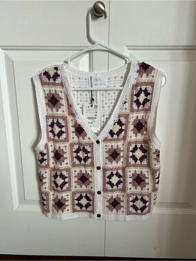 Zara White Crochet Vest-see description